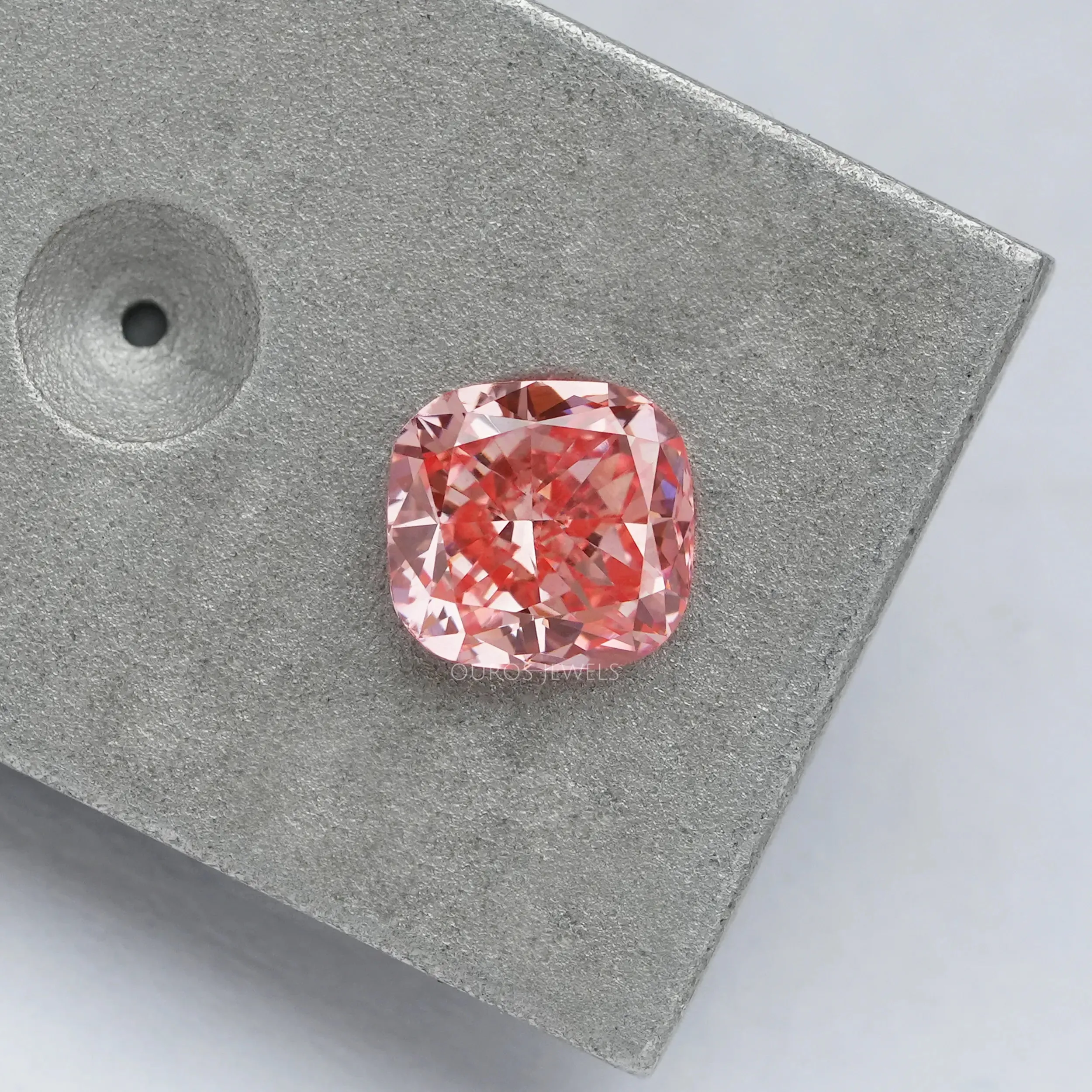 0.60 Carat  Pink Cushion Cut Lab Grown Diamond