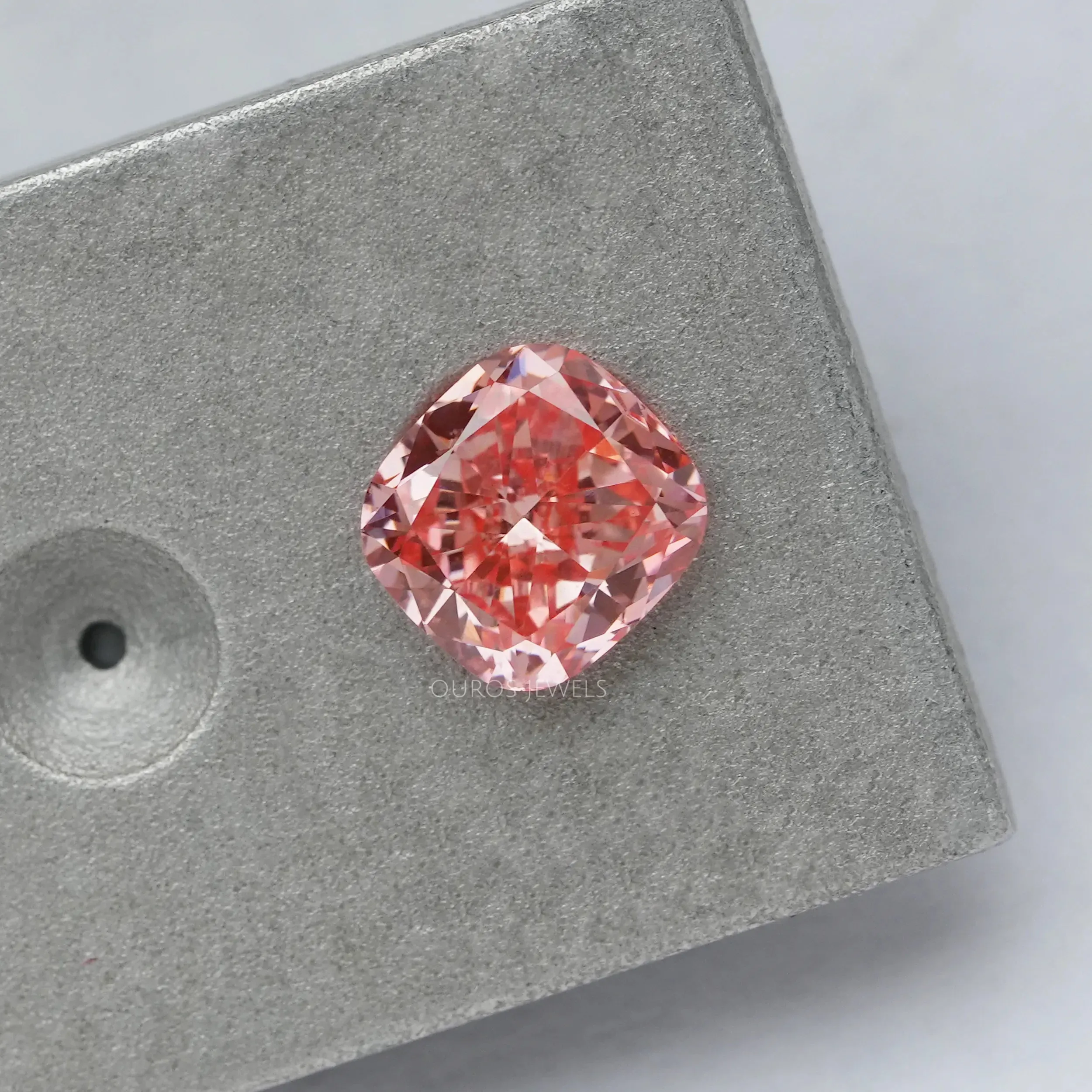 0.60 Carat  Pink Cushion Cut Lab Grown Diamond