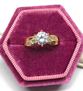 10k Solid Gold Yellow Gold 1 KARAT Cubic Zirconia Engagement Ring