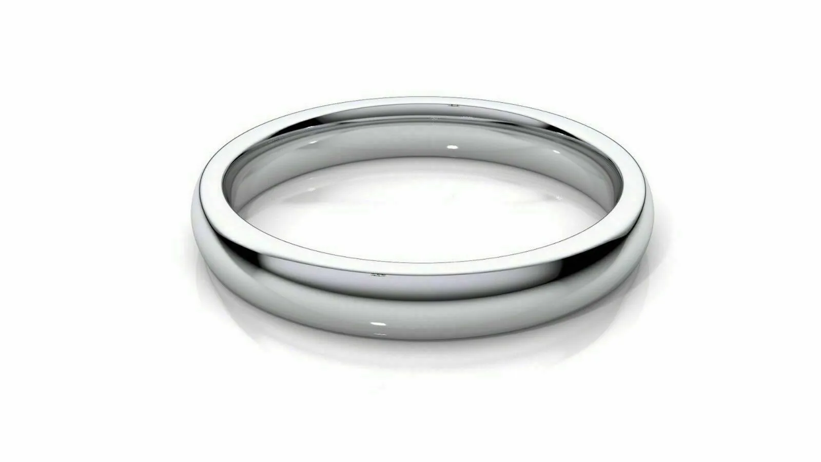 14k Solid Gold 3mm Comfort Fit Wedding Flat Band in 14k White Gold All sizes 