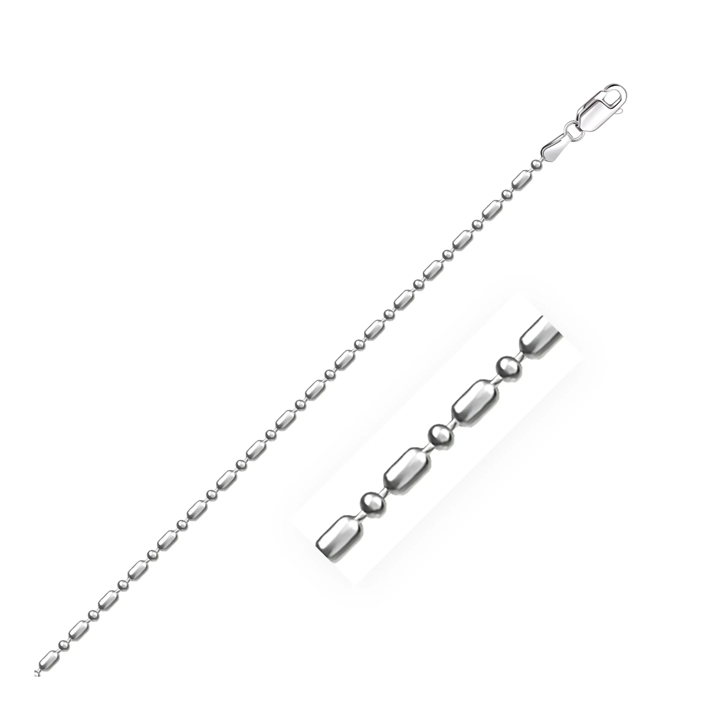 14k White Gold Diamond-Cut Alternating Bead Chain 1.5mm-rx59452-18