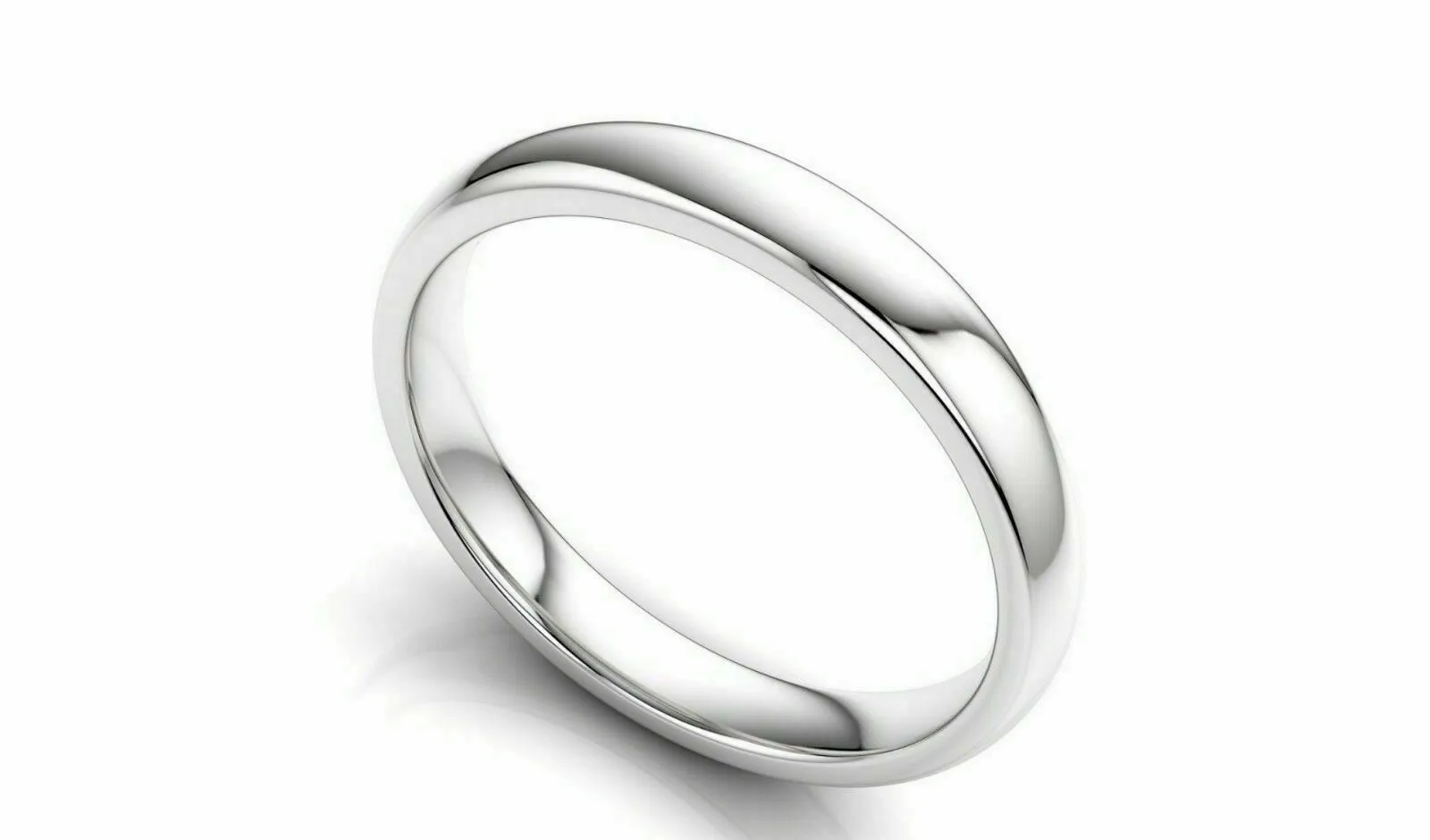 18k Solid Gold 3mm Comfort Fit Wedding Flat Band in 18k White Gold All sizes 