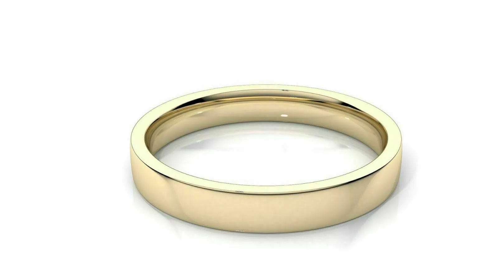 22k Solid Gold 3mm Comfort Fit Wedding Flat Band in 22k Yellow Gold All sizes 