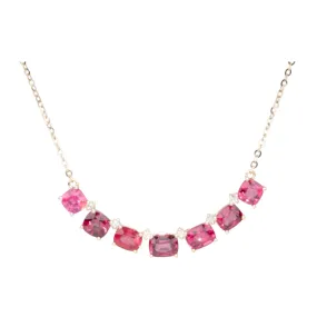 4.32ctw Bright Pink Red Spinel and Diamond Necklace 14K Gold R4522