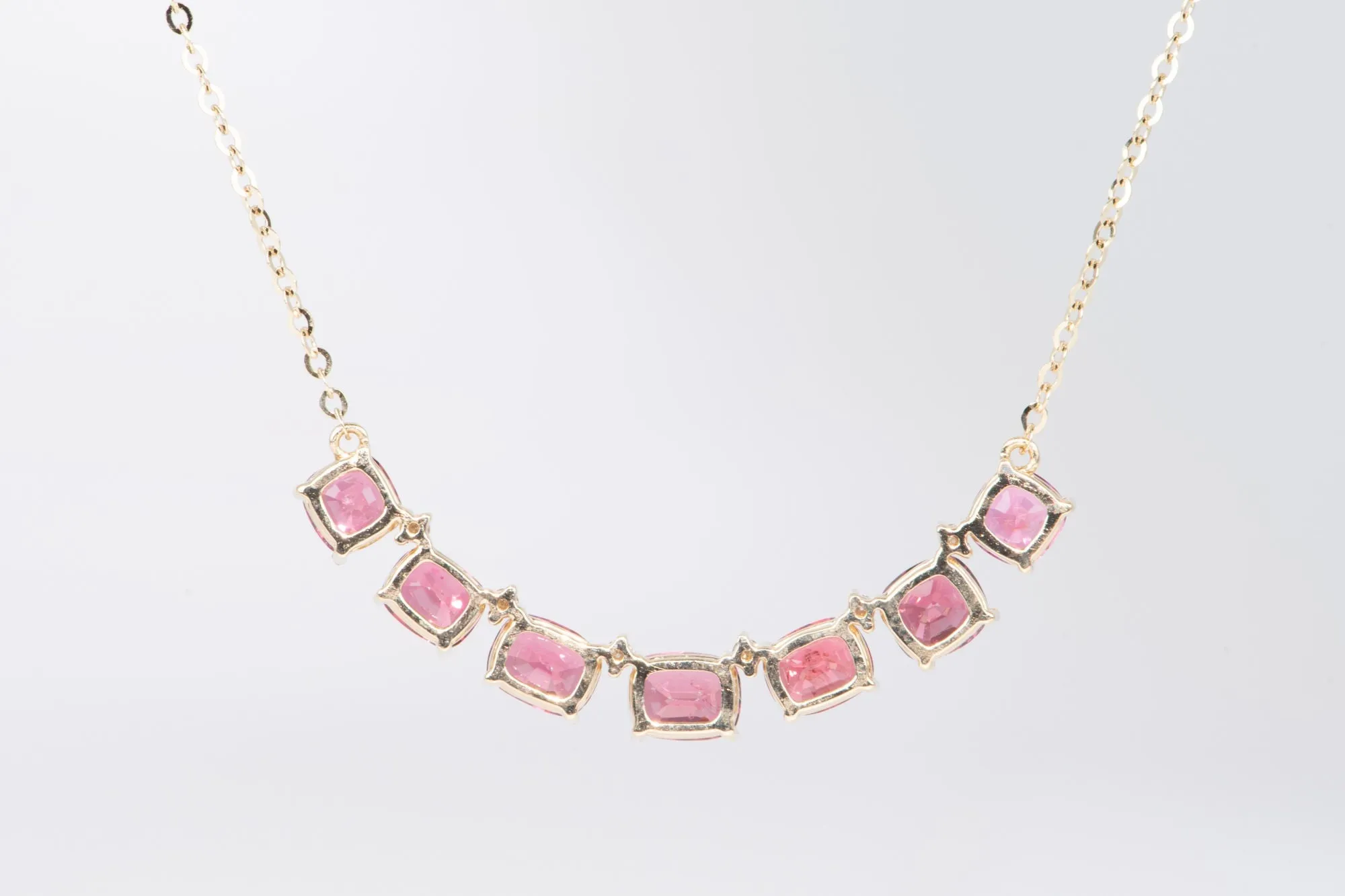 4.32ctw Bright Pink Red Spinel and Diamond Necklace 14K Gold R4522