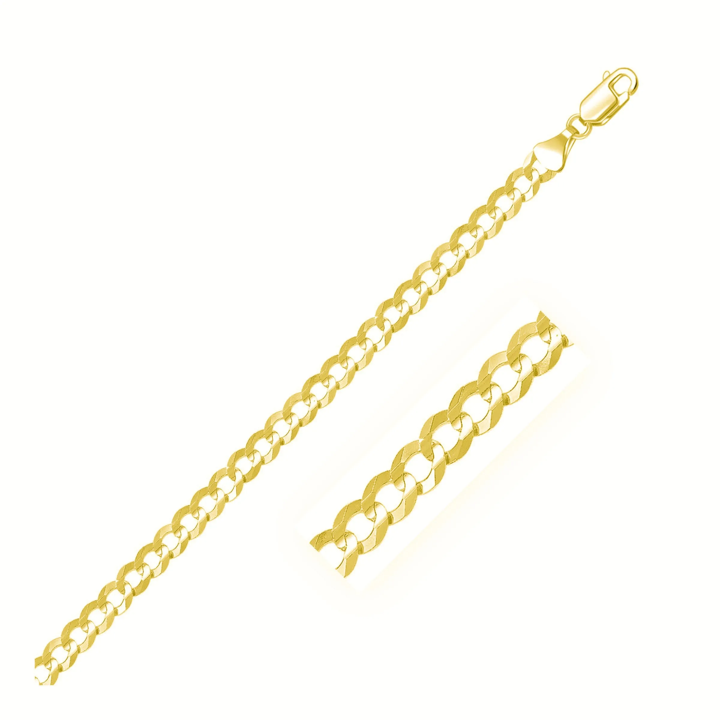 5.7mm 14k Yellow Gold Solid Curb Chain-rx34628-24