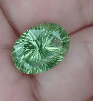 8.66ct CUSTOM CONCAVE CUT GREEN/YELLOW MONTANA SAPPHIRE ALL NATURAL