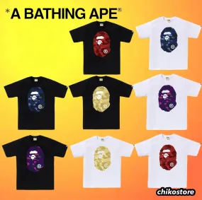 A BATHING APE  |Crew Neck Unisex Street Style Cotton Short Sleeves Logo