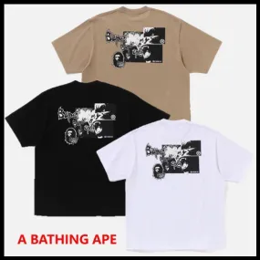 A BATHING APE  |Crew Neck Unisex Street Style Plain Cotton Short Sleeves