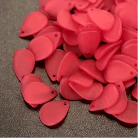 Acrylic Beads, Petals, Frosted, Red, 17mm