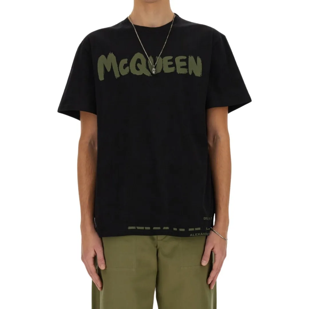 alexander mcqueen  |Crew Neck Unisex Street Style Plain Cotton Short Sleeves