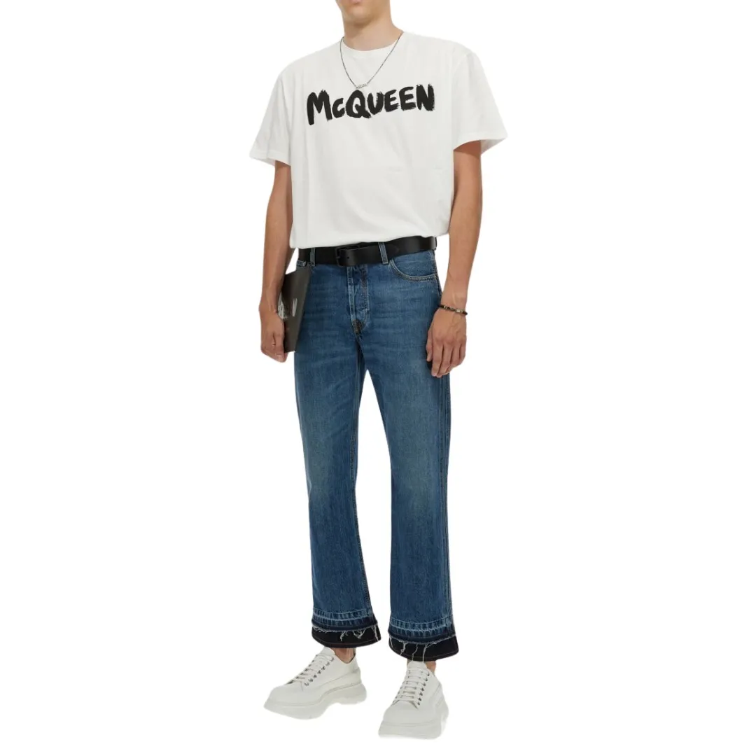 alexander mcqueen  |Crew Neck Unisex Street Style Plain Cotton Short Sleeves