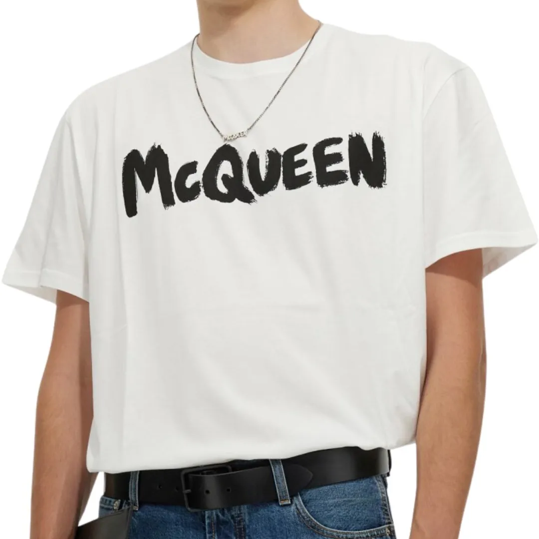 alexander mcqueen  |Crew Neck Unisex Street Style Plain Cotton Short Sleeves