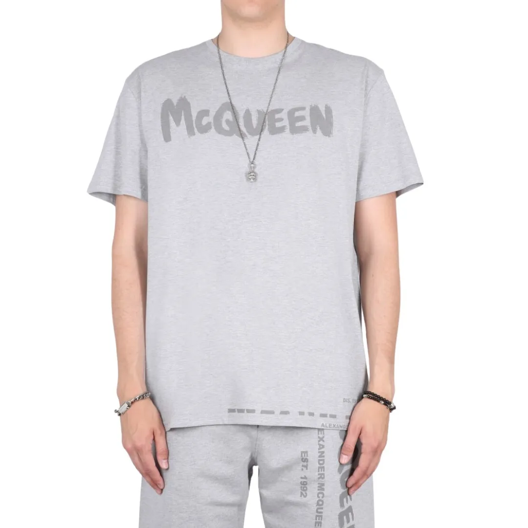 alexander mcqueen  |Crew Neck Unisex Street Style Plain Cotton Short Sleeves