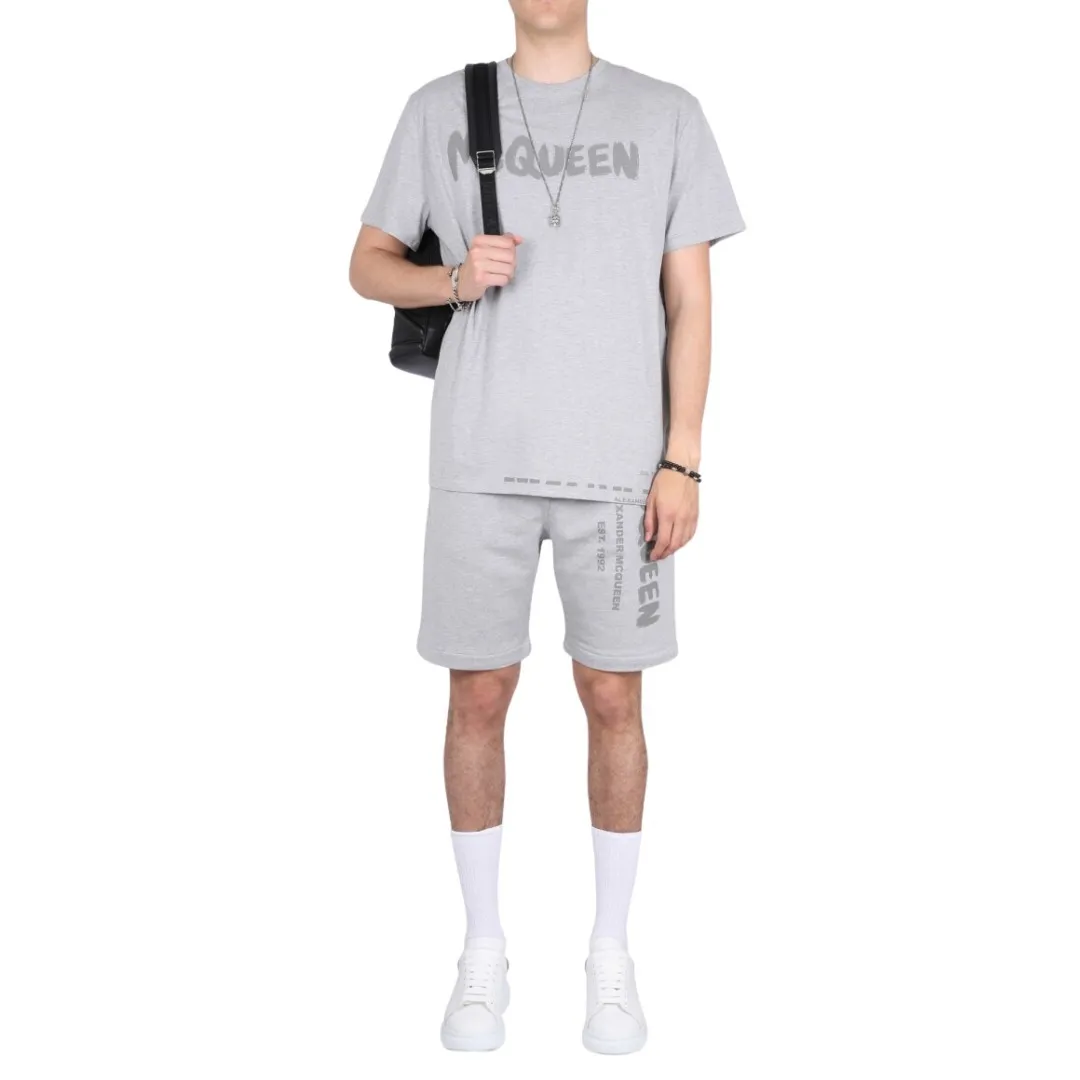 alexander mcqueen  |Crew Neck Unisex Street Style Plain Cotton Short Sleeves