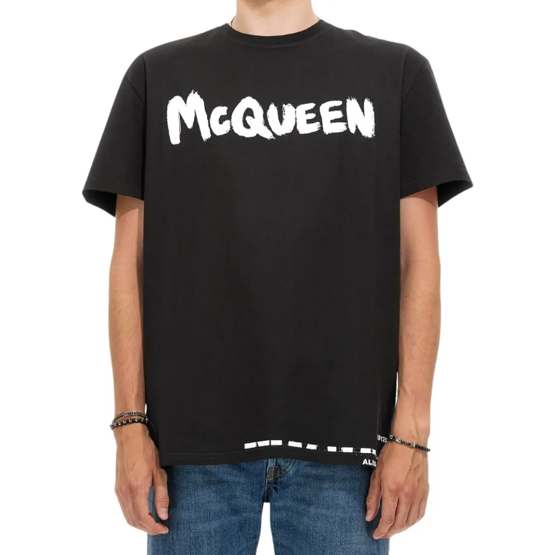 alexander mcqueen  |Crew Neck Unisex Street Style Plain Cotton Short Sleeves