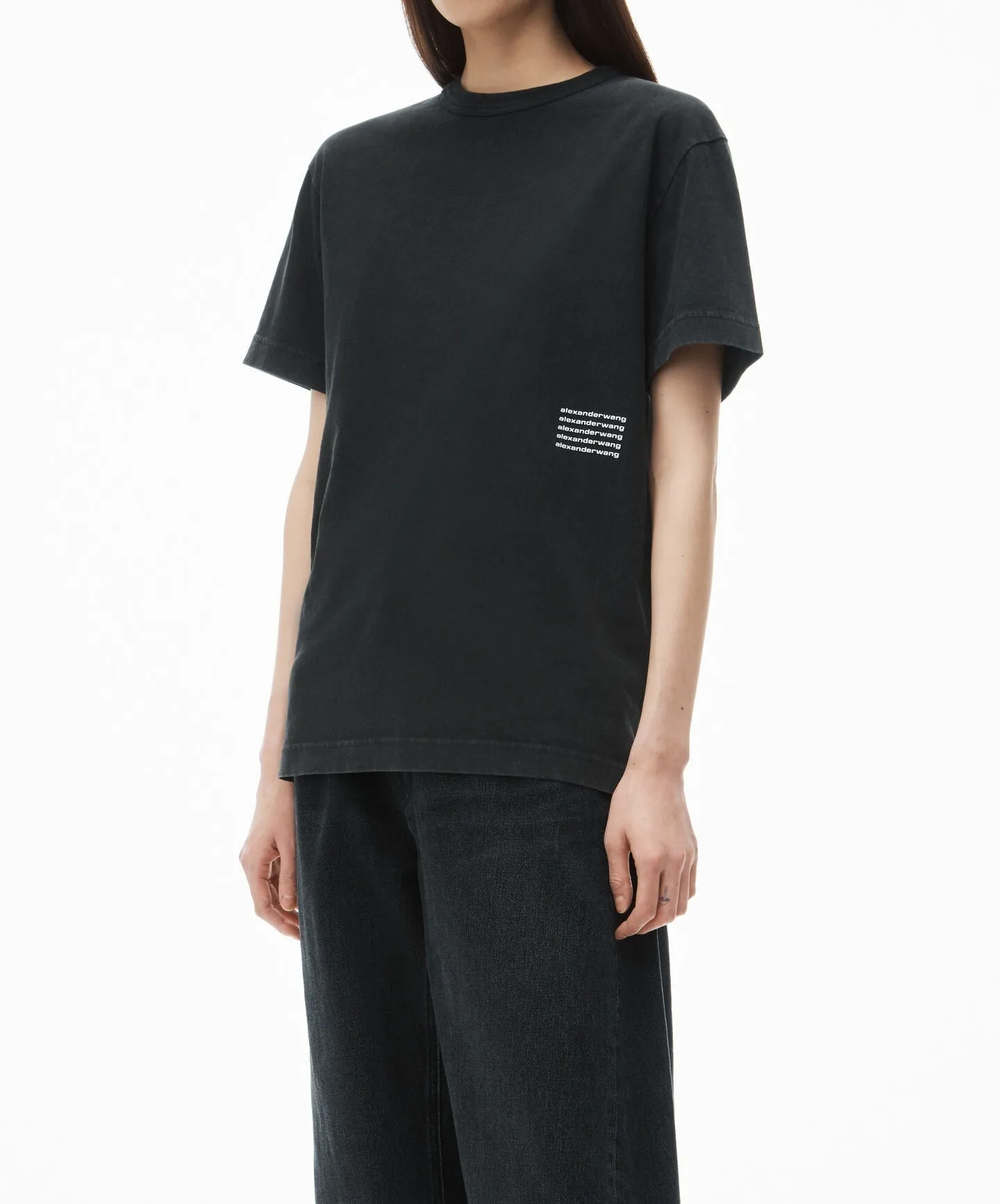 Alexander Wang  |Crew Neck Unisex Street Style Plain Cotton Logo Designers