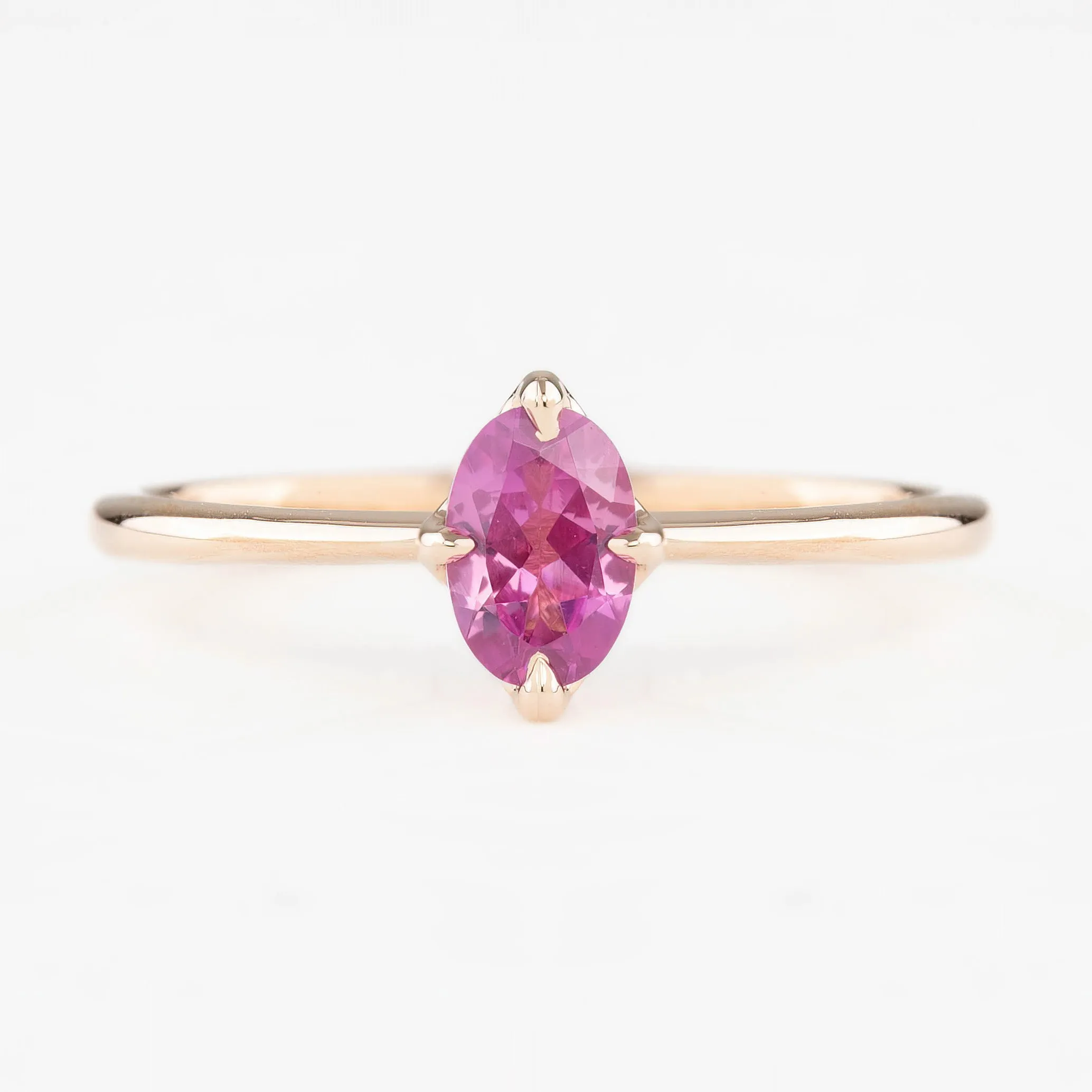 Alice Ring 6mm 0.60ct Pink Madagascar Sapphire, 14k Rose Gold