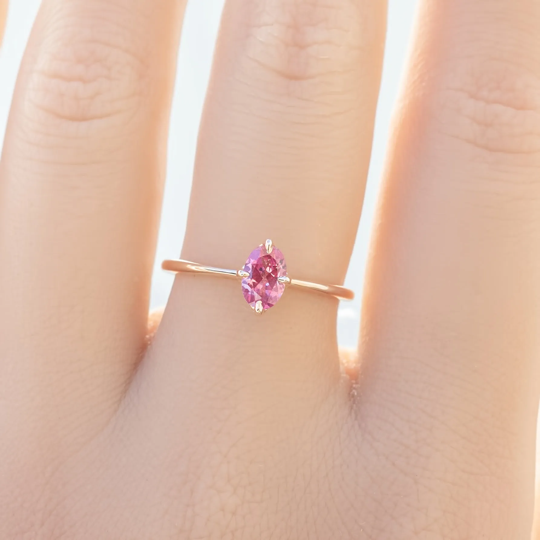 Alice Ring 6mm 0.60ct Pink Madagascar Sapphire, 14k Rose Gold