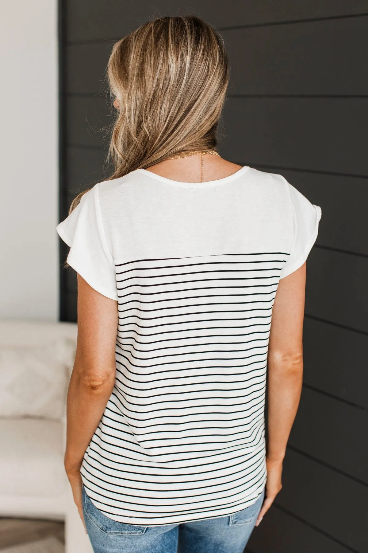 All That Confidence Striped Top- Ivory & Black