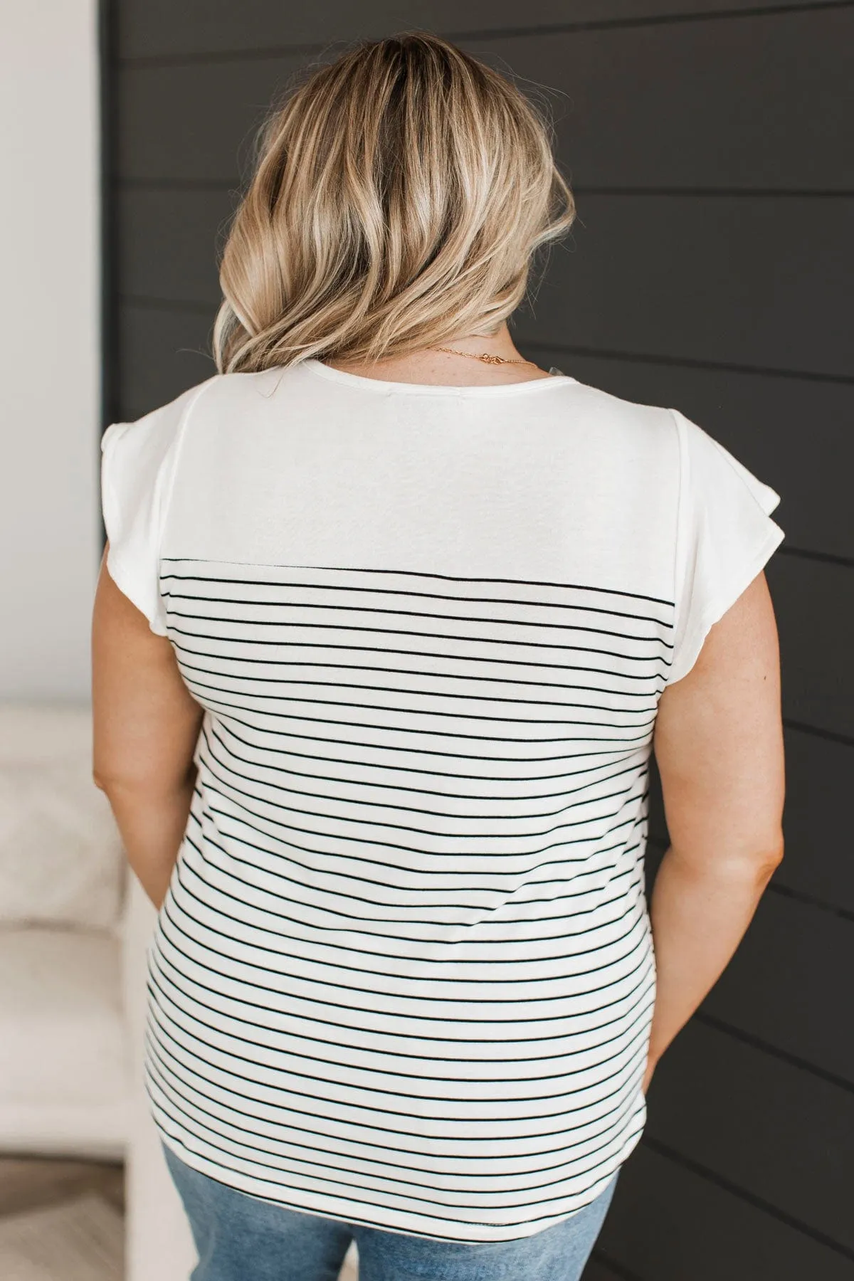 All That Confidence Striped Top- Ivory & Black