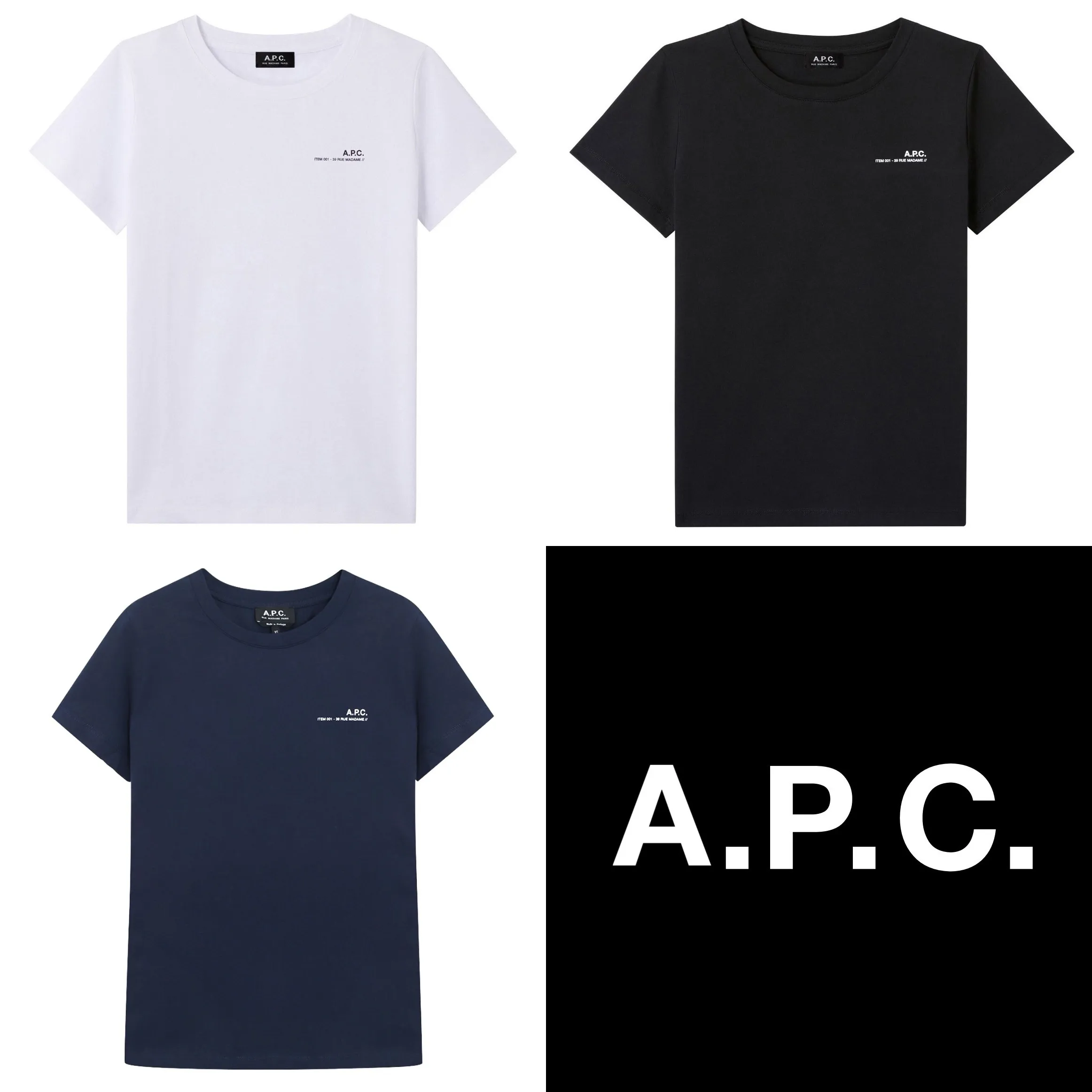 A.P.C.  |Crew Neck Unisex Street Style Cotton Short Sleeves Logo