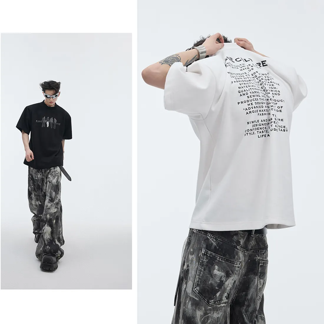 Argue Culture  |Crew Neck Unisex Blended Fabrics Street Style Short Sleeves