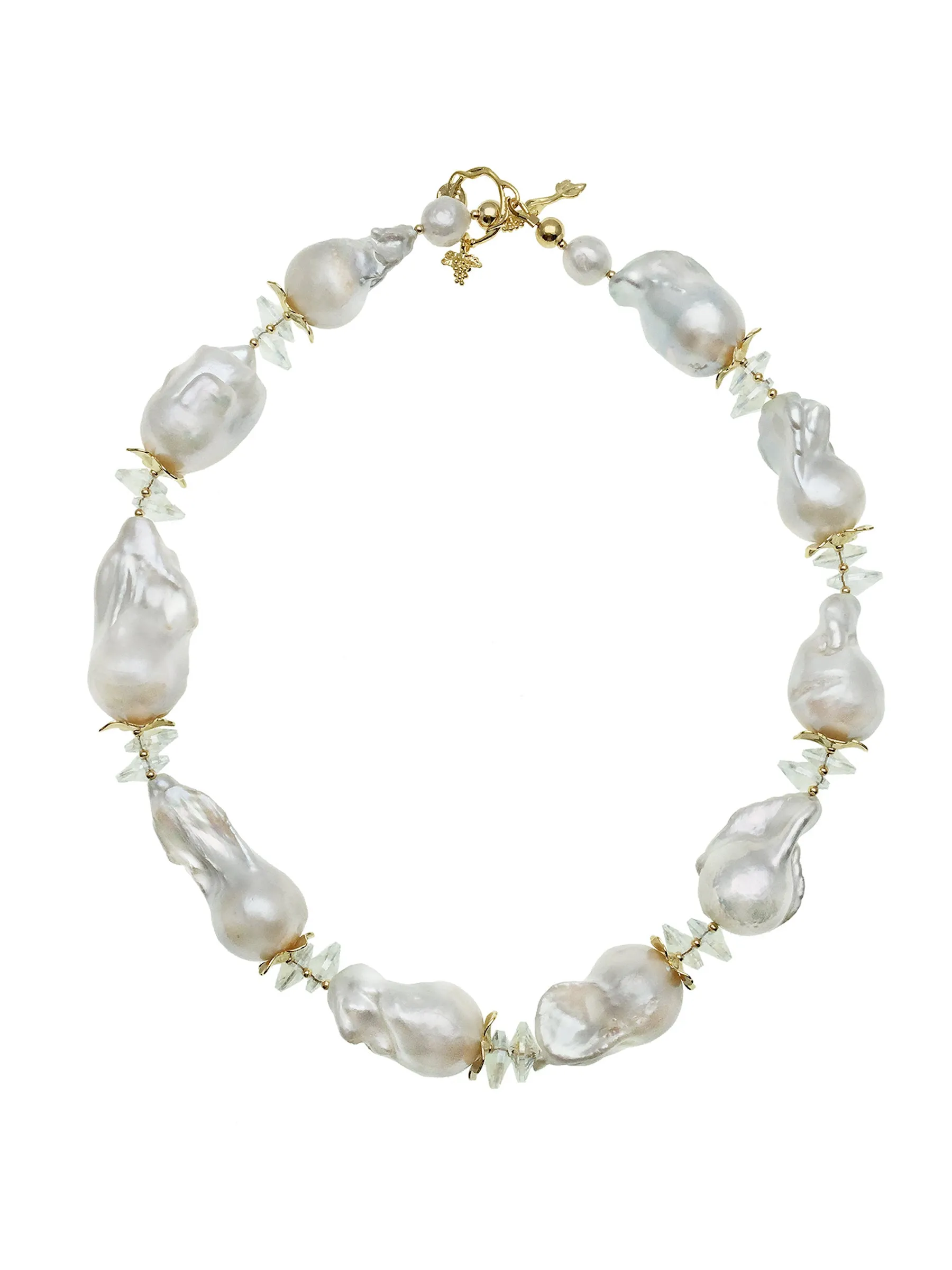 Baroque Pearls & White Crystals Statement Necklace CN036