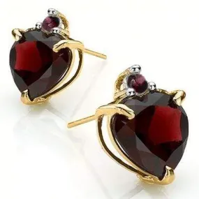 BRILLIANT 4.60 CT GARNET & 2 PCS GARNET 10K SOLID YELLOW GOLD EARRINGS