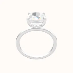 Classic Solitaire Engagement Ring With Low Set Pave  Hidden Halo Head