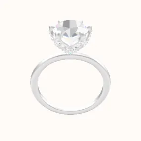 Classic Solitaire Engagement Ring With Pave Petal Six Prong Head