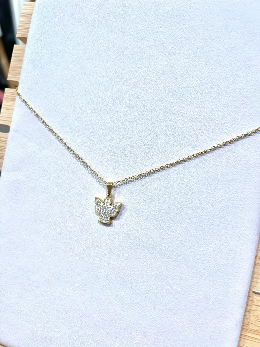 Collana Angeli oro con strass