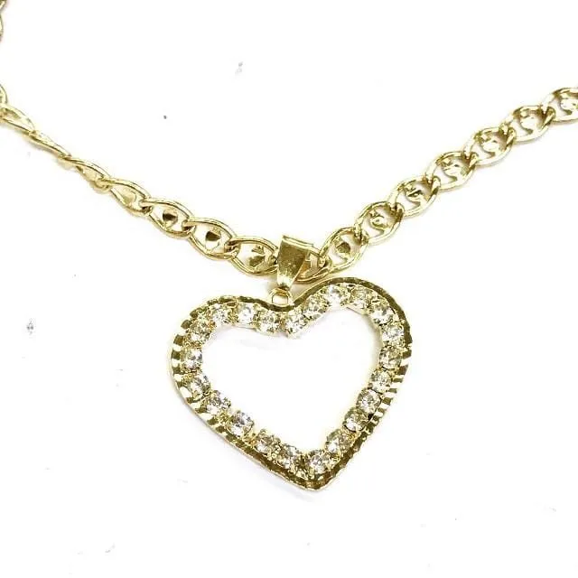 Cz heart charm and necklace gold plated