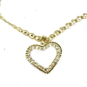 Cz heart charm and necklace gold plated