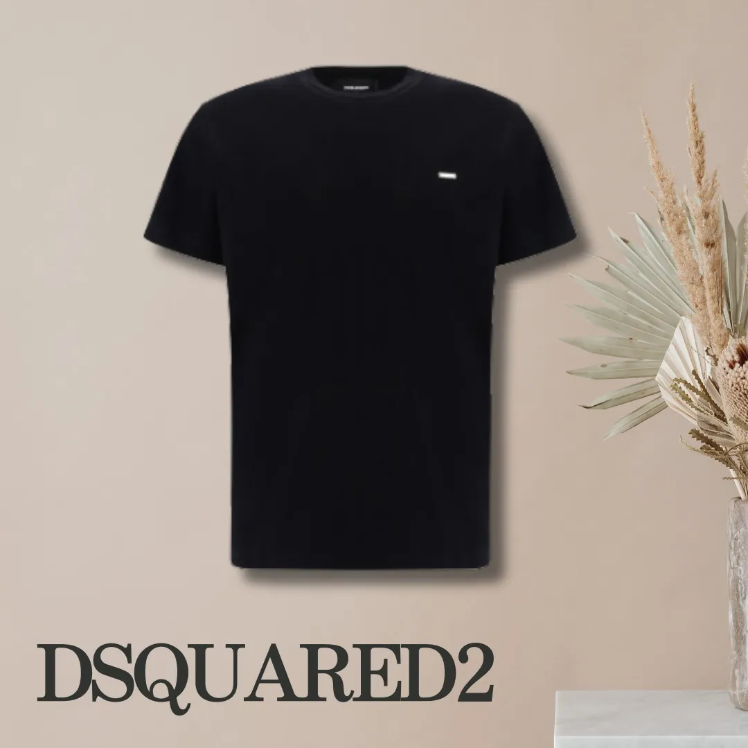 D SQUARED2  |Crew Neck Monogram Cotton Short Sleeves Luxury