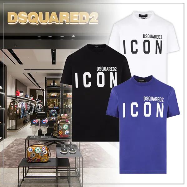 D SQUARED2  |Crew Neck Plain Short Sleeves Logo Luxury Crew Neck T-Shirts