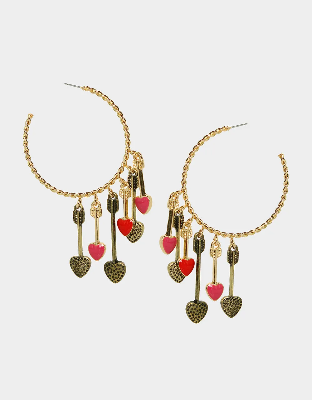 DEAR BETSEY HANGING HEART HOOPS PINK