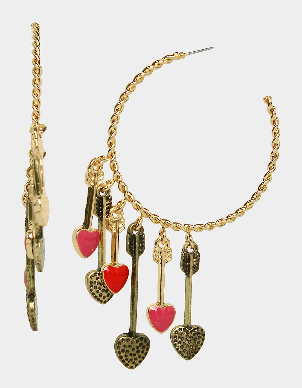 DEAR BETSEY HANGING HEART HOOPS PINK