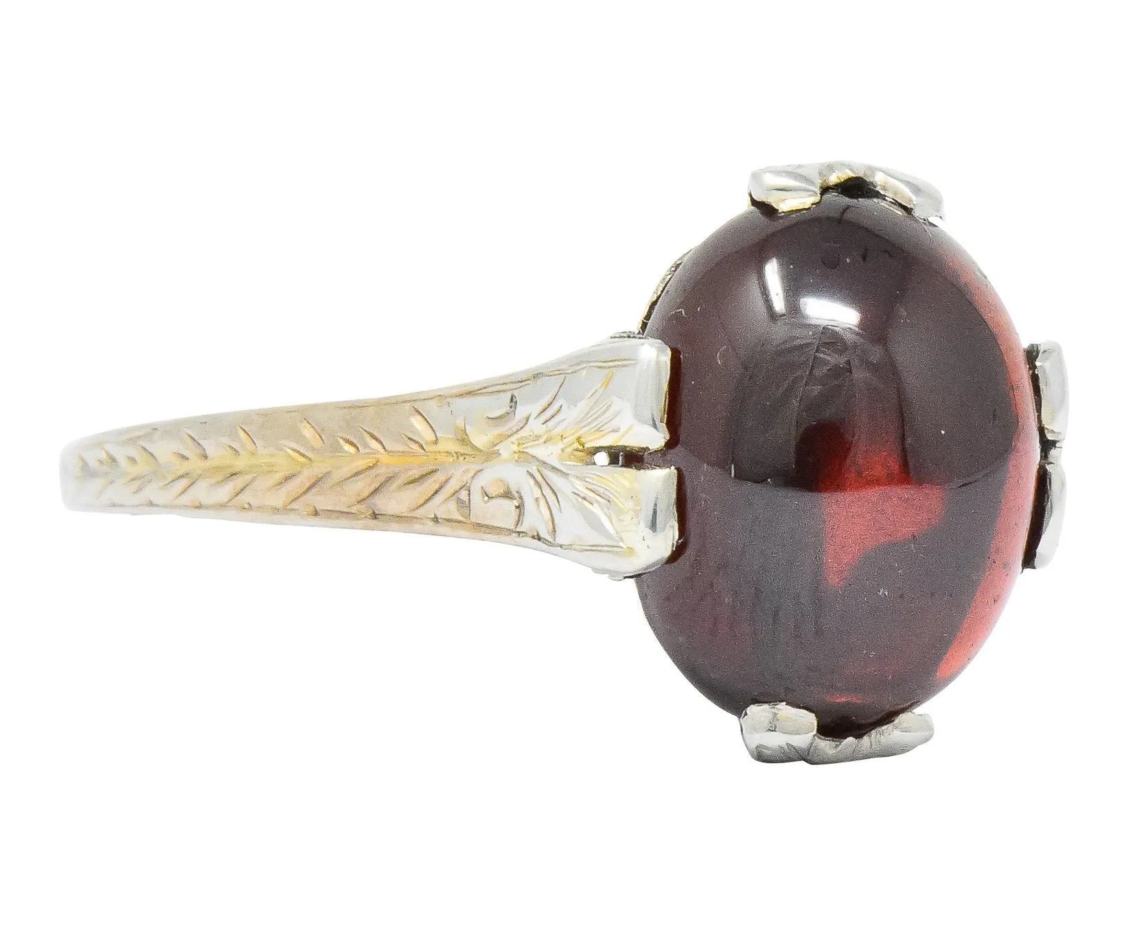 Edwardian Garnet 18 Karat White Gold Ring