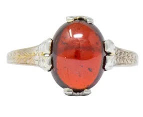 Edwardian Garnet 18 Karat White Gold Ring