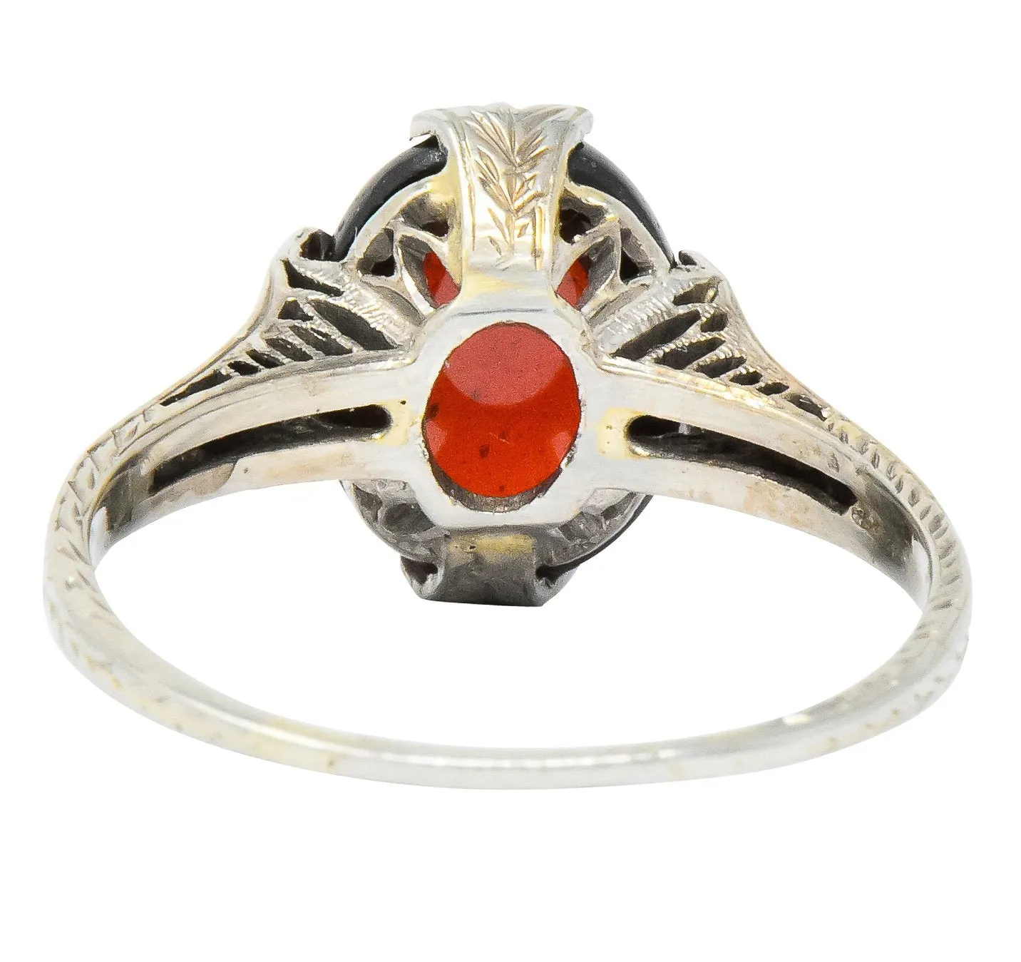 Edwardian Garnet 18 Karat White Gold Ring