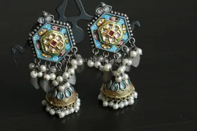 Enamel Jhumka - Blue