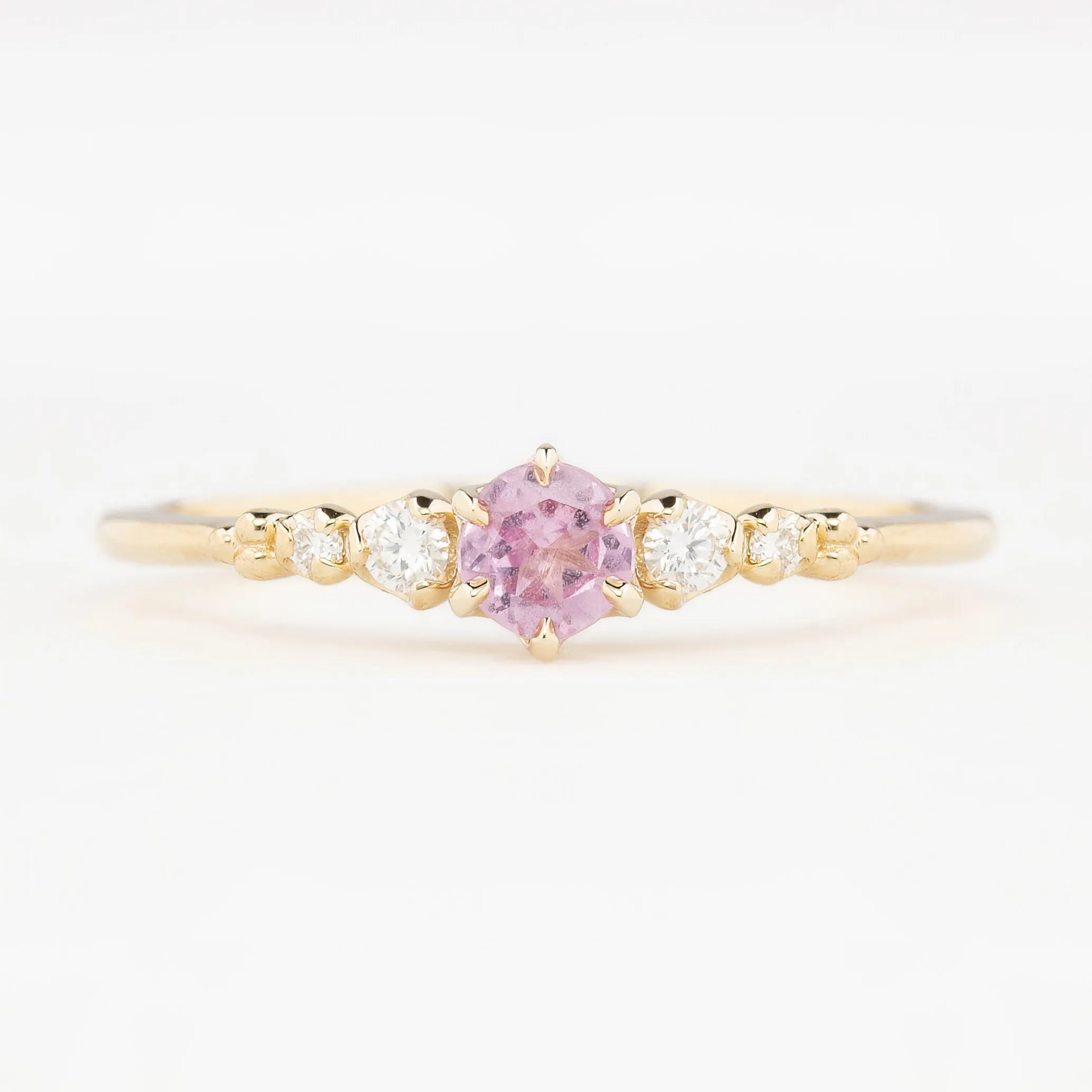 Estel Fleur Ring 4mm 0.30ct Pink Madagascar Sapphire, 14K Yellow Gold