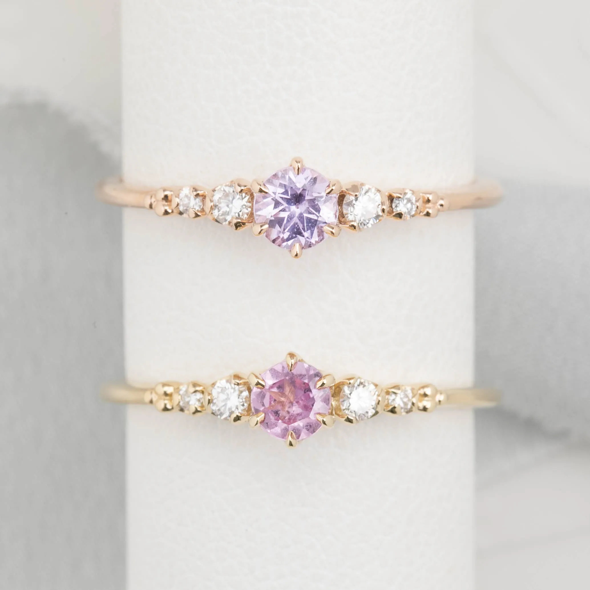 Estel Fleur Ring 4mm 0.30ct Pink Madagascar Sapphire, 14K Yellow Gold