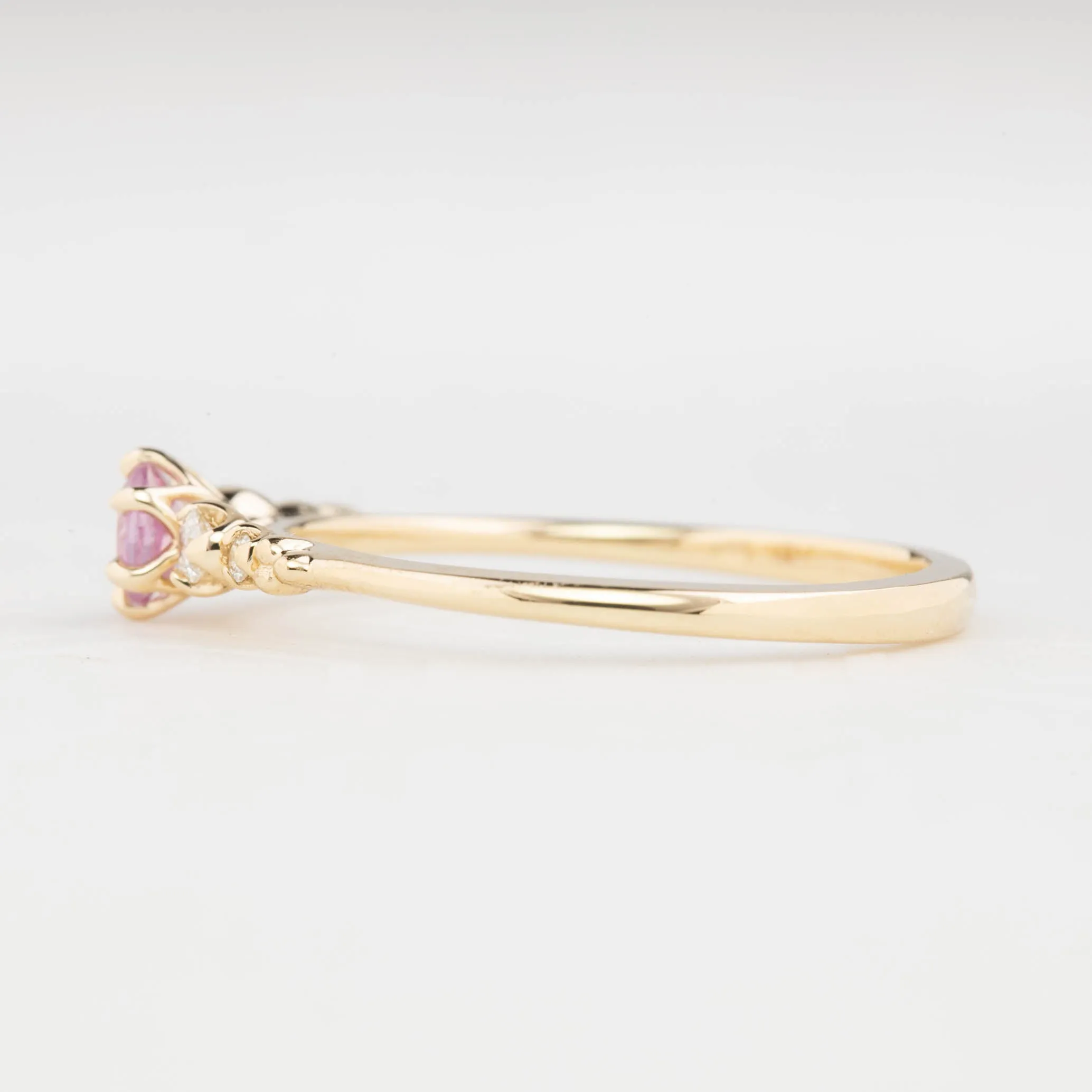 Estel Fleur Ring 4mm 0.30ct Pink Madagascar Sapphire, 14K Yellow Gold