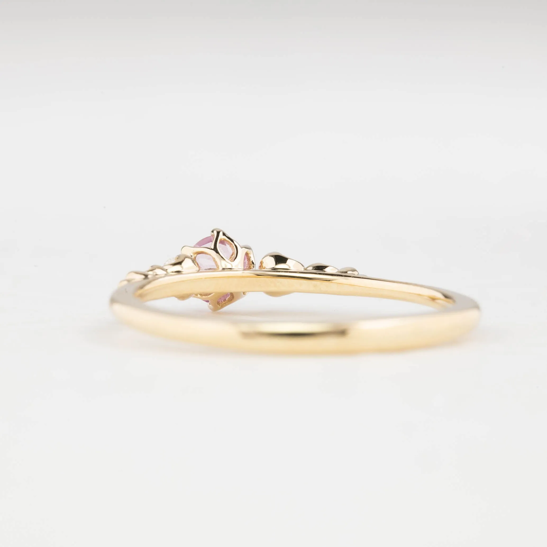 Estel Fleur Ring 4mm 0.30ct Pink Madagascar Sapphire, 14K Yellow Gold