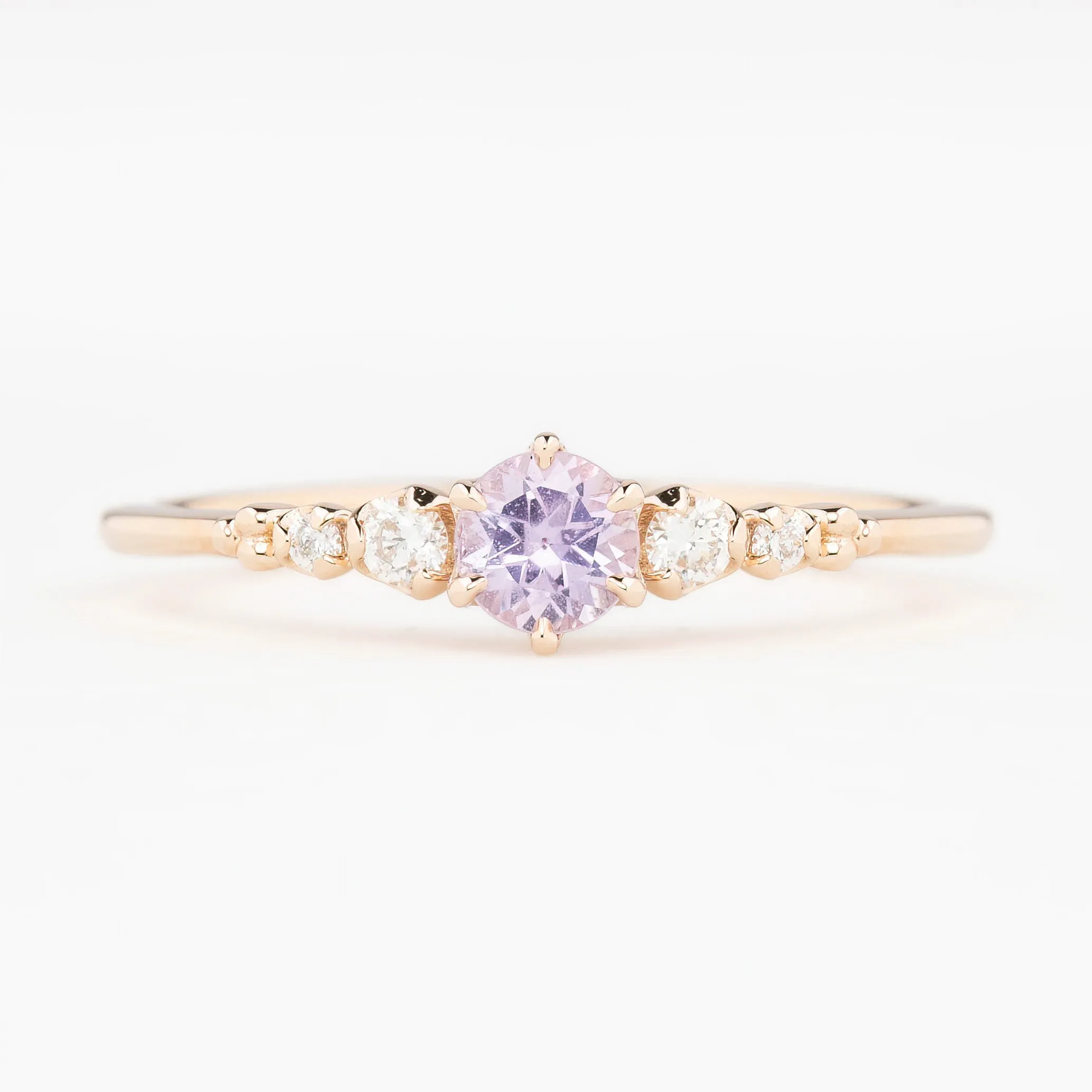 Estel Fleur Ring 4mm 0.30ct Purplish Pink Madagascar Sapphire, 14K Rose Gold