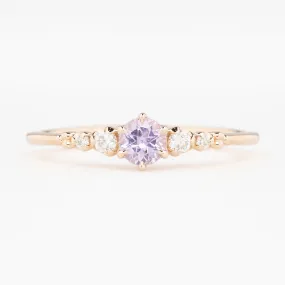 Estel Fleur Ring 4mm 0.30ct Purplish Pink Madagascar Sapphire, 14K Rose Gold