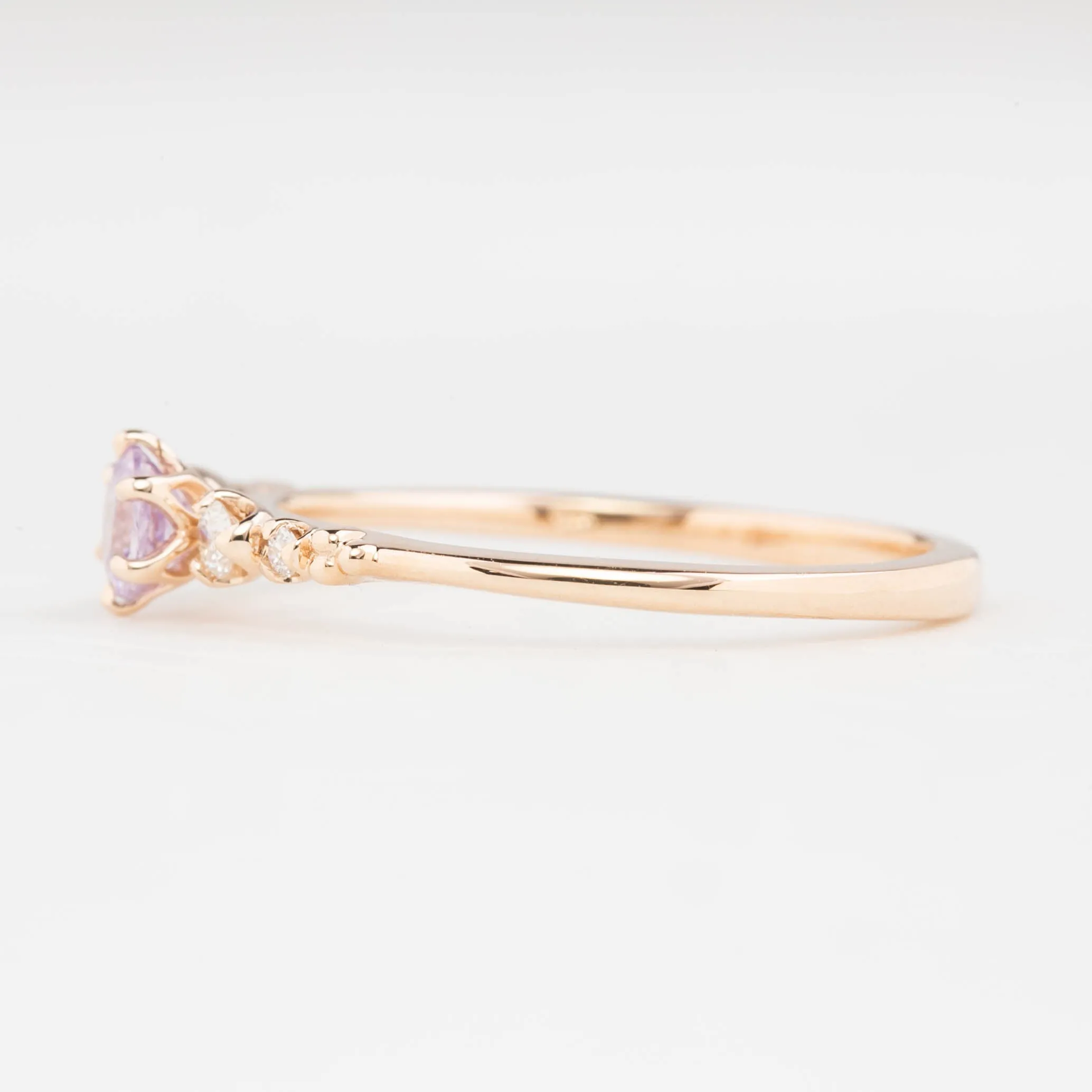 Estel Fleur Ring 4mm 0.30ct Purplish Pink Madagascar Sapphire, 14K Rose Gold