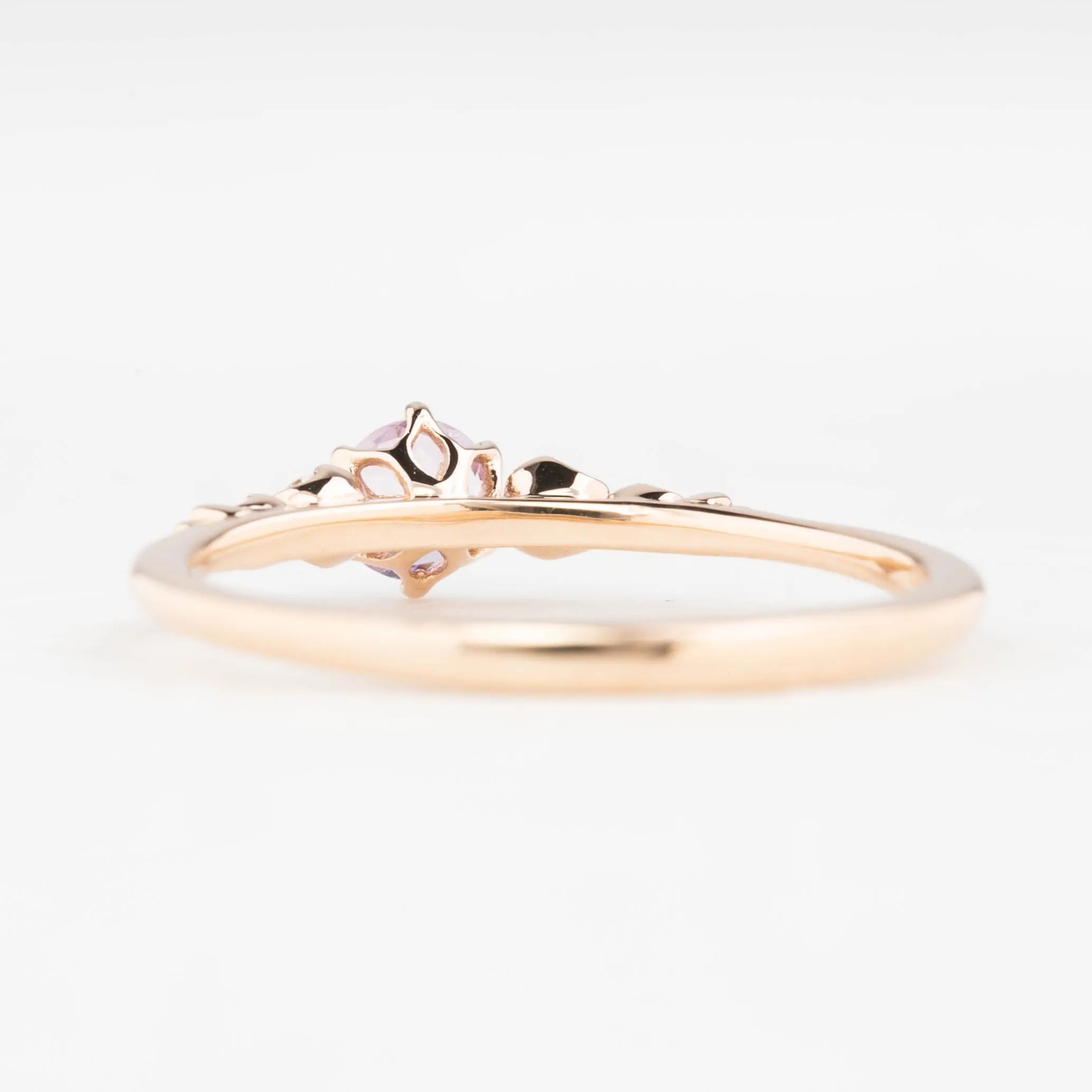 Estel Fleur Ring 4mm 0.30ct Purplish Pink Madagascar Sapphire, 14K Rose Gold